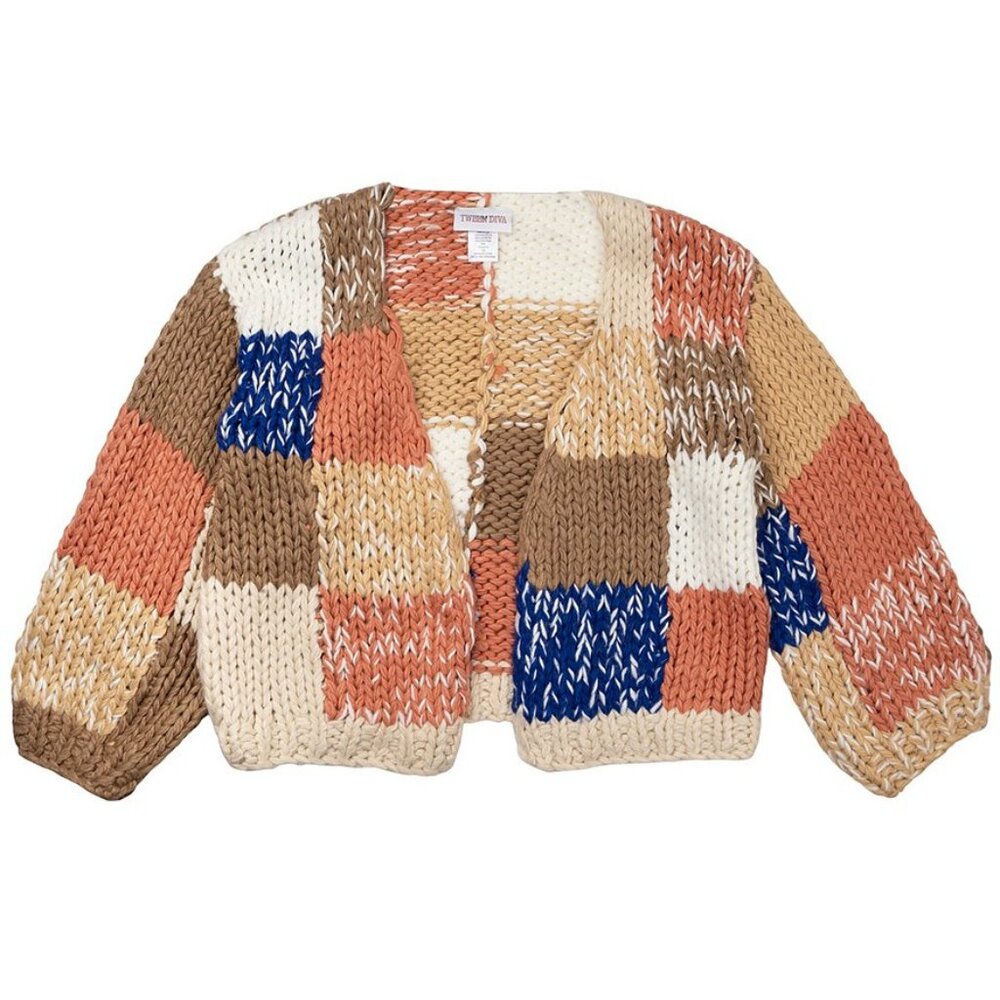 NWT - Trendy Fall Patchwork Cardigan Girls Sz 10 Boys/Unisex